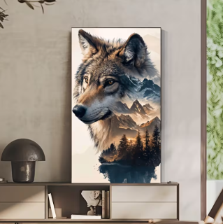Preview: Diamond Painting Spiegelung eines Wolfs